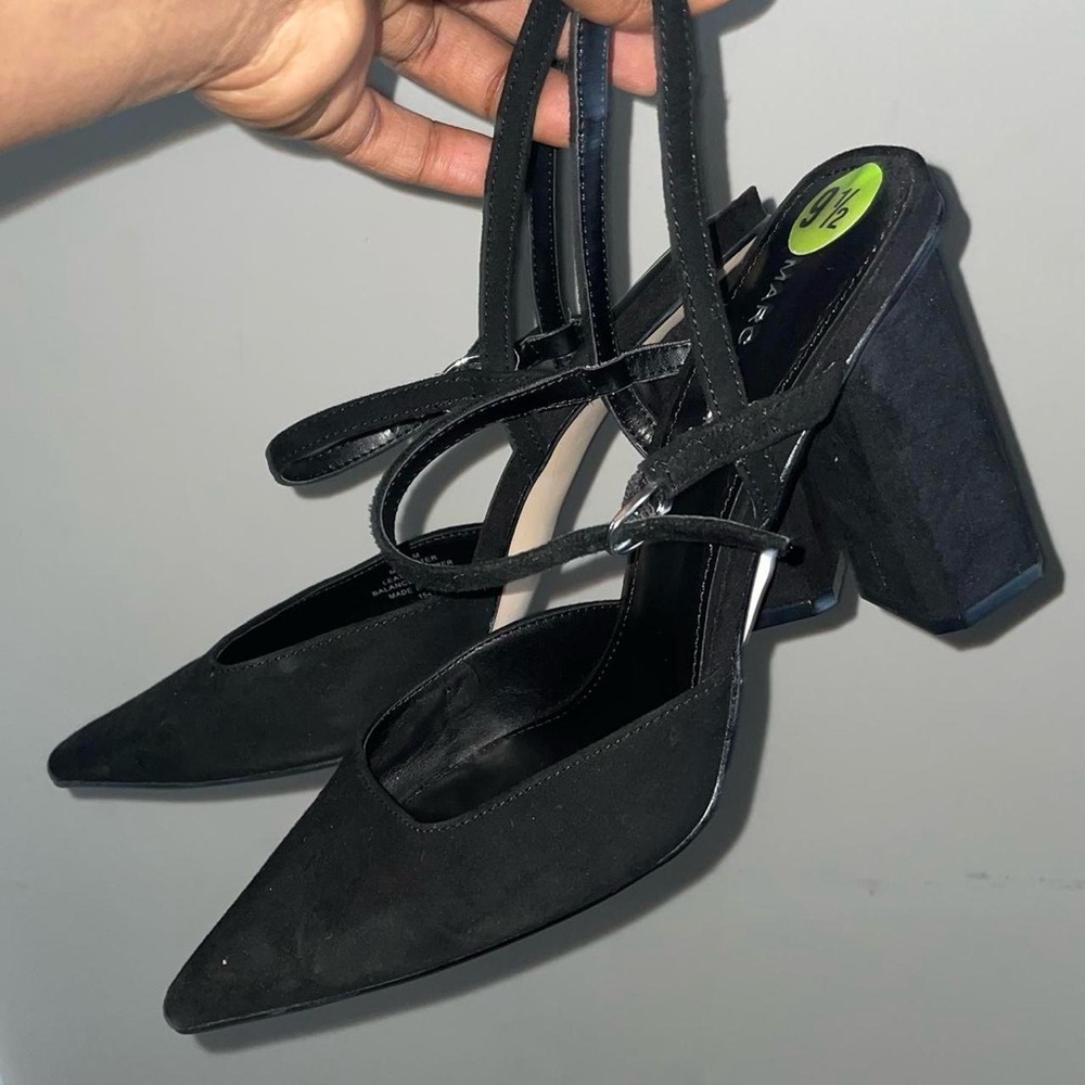 Elegant Black Suede Block Heels